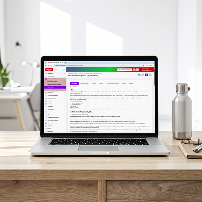 Mock-up van het software programma voor preventie en milieu